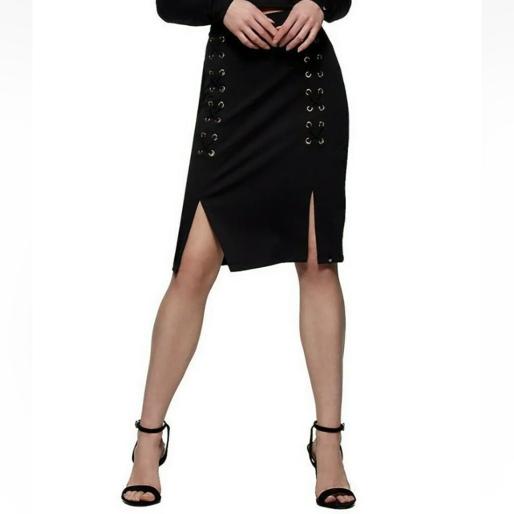 TRUE RELIGION Black Lace Up Skirt-Size S-NWT $129